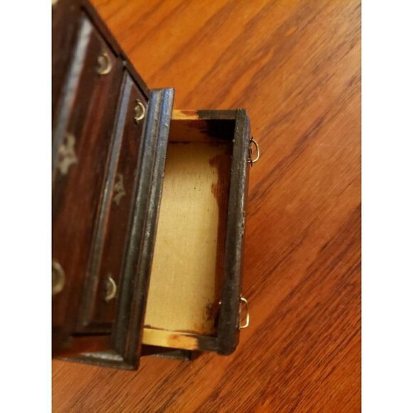 Vintage Miniature Dollhouse Furniture Chest of Drawers Hand Painted Lamp Doily - Picture 7 of 7